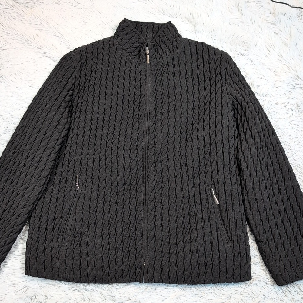Vintage Gallery Jacket Womens L Black Coat Pockets Zip Up Career Comfort Soft